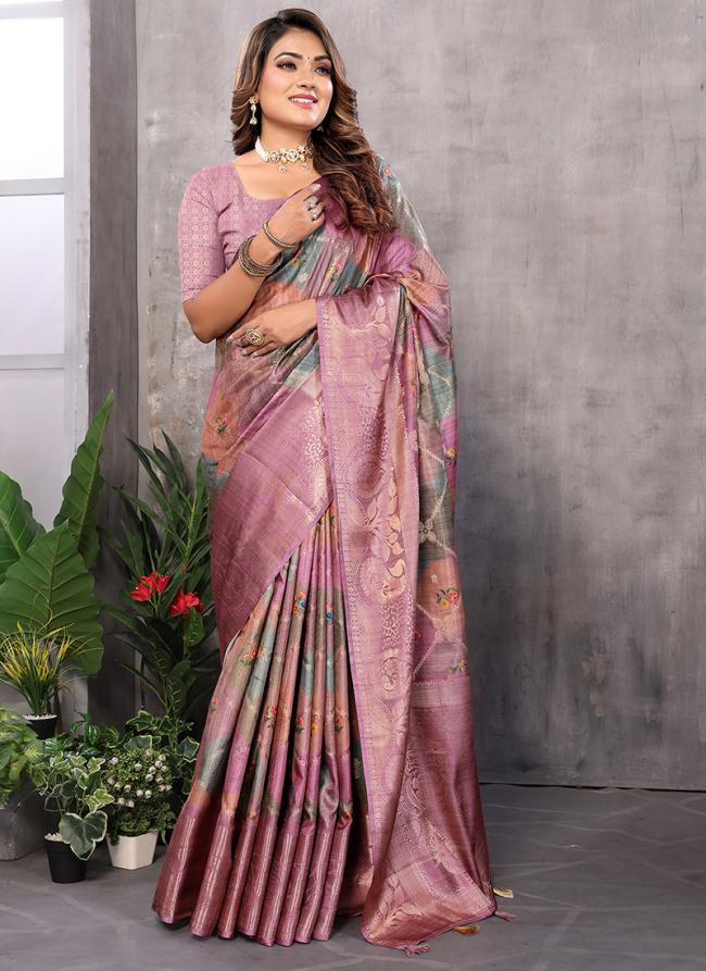 Silk Pink Festival Wear Weaving Saree